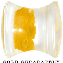 将图片加载到图库查看器，00G Clear Acrylic Yellow Floating Rose Flower Saddle Plug
