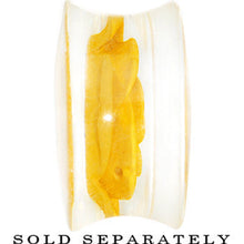 Load image into Gallery viewer, 20mm Clear Acrylic Yellow Floating Rose Flower Saddle Plug
