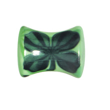 将图片加载到图库查看器，0G Green Acrylic Four Leaf Clover Field Saddle Plug
