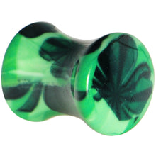 将图片加载到图库查看器，0G Green Acrylic Four Leaf Clover Field Saddle Plug
