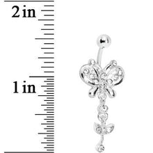 将图片加载到图库查看器，Crystalline Gem Butterfly Flower Drop Belly Ring
