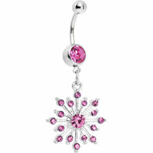 将图片加载到图库查看器，Pink Gem Sparkling Snowflake Belly Ring
