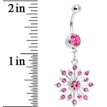 将图片加载到图库查看器，Pink Gem Sparkling Snowflake Belly Ring
