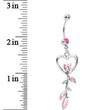 Load image into Gallery viewer, Pink Gem Heart Rose Flower Floral Belly Ring

