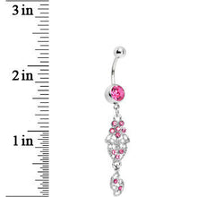 将图片加载到图库查看器，Pink Gem Floral Lace Filigree Dangle Belly Ring
