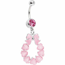 Load image into Gallery viewer, Pink Hearts with Ribbon Teardrop Belly Ring
