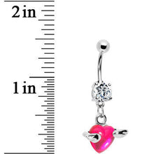 将图片加载到图库查看器，Winged Pink Heart Belly Ring
