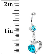 Load image into Gallery viewer, Aqua Gem Half Hearted Heart Belly Ring
