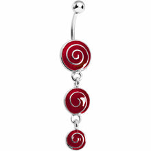 将图片加载到图库查看器，Red Lollipop Triple Swirl Belly Ring
