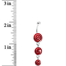 将图片加载到图库查看器，Red Lollipop Triple Swirl Belly Ring

