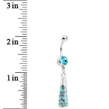 将图片加载到图库查看器，Aqua Gem Paved Drop Dangle Belly Ring
