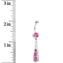 将图片加载到图库查看器，Pink Gem Paved Drop Dangle Belly Ring
