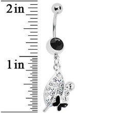 Load image into Gallery viewer, Crystalline Leaf Black Butterfly Belly Ring
