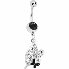 Load image into Gallery viewer, Crystalline Leaf Black Butterfly Belly Ring
