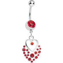 Load image into Gallery viewer, Dazzling Red Embellished Heart Dangle Belly Ring
