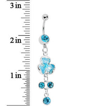 将图片加载到图库查看器，Floral Allure Blue Gem Dangle Belly Ring
