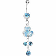 将图片加载到图库查看器，Floral Allure Blue Gem Dangle Belly Ring
