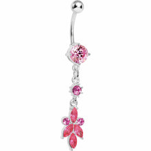 Load image into Gallery viewer, Pink Heart of Palm Flower Dangle Belly Ring
