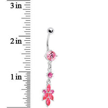 Load image into Gallery viewer, Pink Heart of Palm Flower Dangle Belly Ring
