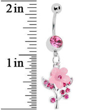Load image into Gallery viewer, Pink Springtime Pansy Flower Belly Ring
