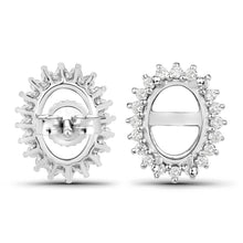 Load image into Gallery viewer, 0.26 Carat Genuine White Diamond 14K White Gold Semi Mount Earrings - holds 8x6mm Oval Gemstones
