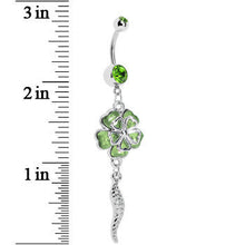 Load image into Gallery viewer, Green Morning Glory Flower Dangle Belly Ring
