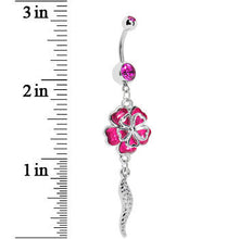 将图片加载到图库查看器，Pink Morning Glory Flower Dangle Belly Ring
