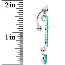 Load image into Gallery viewer, Top Mount Aqua Paved Gem Slithering Snake Belly Ring
