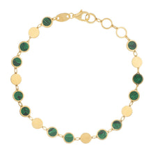 Load image into Gallery viewer, 14k Yellow Gold Malachite Geometric Mirror Gem Chain Bracelet (5.00 mm)
