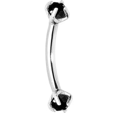 将图片加载到图库查看器，Black Prong Set Gem Internally Threaded Eyebrow Ring
