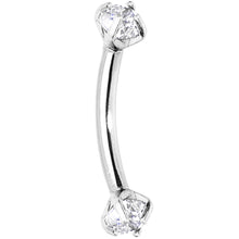 将图片加载到图库查看器，Clear Prong Set Gem Internally Threaded Eyebrow Ring
