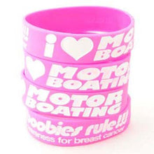 Load image into Gallery viewer, Pink White I Love Motor Boating Awareness for Breast Cancer Bracelet
