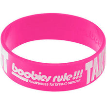 Load image into Gallery viewer, Pink White Take a Test, Save a Breast Awareness for Breast Cancer Bracelet
