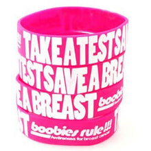 Load image into Gallery viewer, Pink White Take a Test, Save a Breast Awareness for Breast Cancer Bracelet
