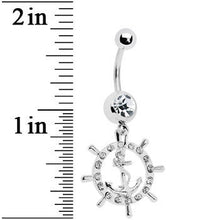 Load image into Gallery viewer, Crystalline Gem Ship Wheel and Anchor Belly Ring

