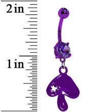 Load image into Gallery viewer, Purple Gem Mushroom Dangle Belly Ring
