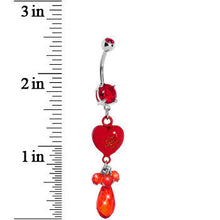 Load image into Gallery viewer, Red Gem Teardrop Heart Dangle Belly Ring
