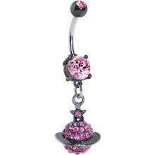 Load image into Gallery viewer, Pink Gem Saturn Planet Dangle Belly Ring
