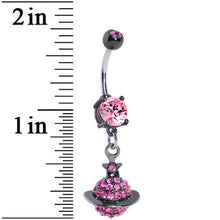 Load image into Gallery viewer, Pink Gem Saturn Planet Dangle Belly Ring
