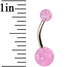 Load image into Gallery viewer, Grade 23 Solid Titanium Pink Glitter Acrylic Belly Ring

