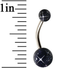Load image into Gallery viewer, Grade 23 Solid Titanium Black Glitter Acrylic Belly Ring
