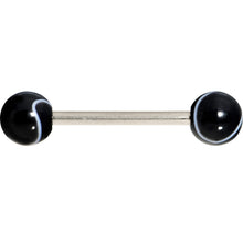 将图片加载到图库查看器，Grade 23 Solid Titanium Black Marble Acrylic Barbell Tongue Ring
