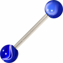 Load image into Gallery viewer, Grade 23 Solid Titanium Royal Blue Marble Acrylic Barbell Tongue Ring
