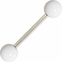 将图片加载到图库查看器，Grade 23 Solid Titanium Flat White Acrylic Barbell Tongue Ring
