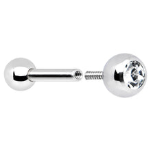 Load image into Gallery viewer, 16G 1/4 Stainless Steel Internally Threaded CZ Barbell
