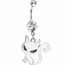 将图片加载到图库查看器，Crystalline Gem Swirly Kitty Cat Belly Ring
