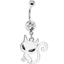 将图片加载到图库查看器，Crystalline Gem Swirly Kitty Cat Belly Ring
