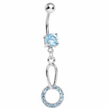Load image into Gallery viewer, Aqua Gem Paved Circular Loop Belly Ring
