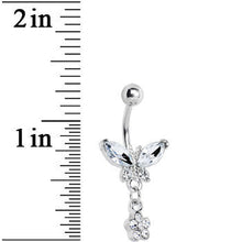 Load image into Gallery viewer, Crystalline Gem Butterfly Daisy Flower Belly Ring
