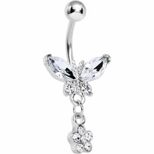 Load image into Gallery viewer, Crystalline Gem Butterfly Daisy Flower Belly Ring
